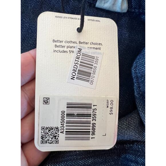 NWT Levi’s Denim Utility Jumpsuit Size L Adjustable Waist 27” Inseam - Picture 13 of 16